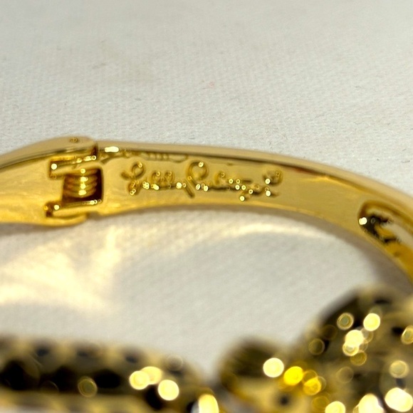 Lilly Pulitzer Gold Leopard Hinged Cuff Bracelet and Matching Post Earrings- NWT - Picture 4 of 7